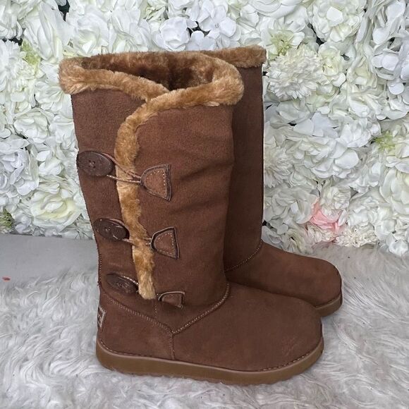 Skechers suede style cozy fur winter boots booties 7 - Picture 9 of 10